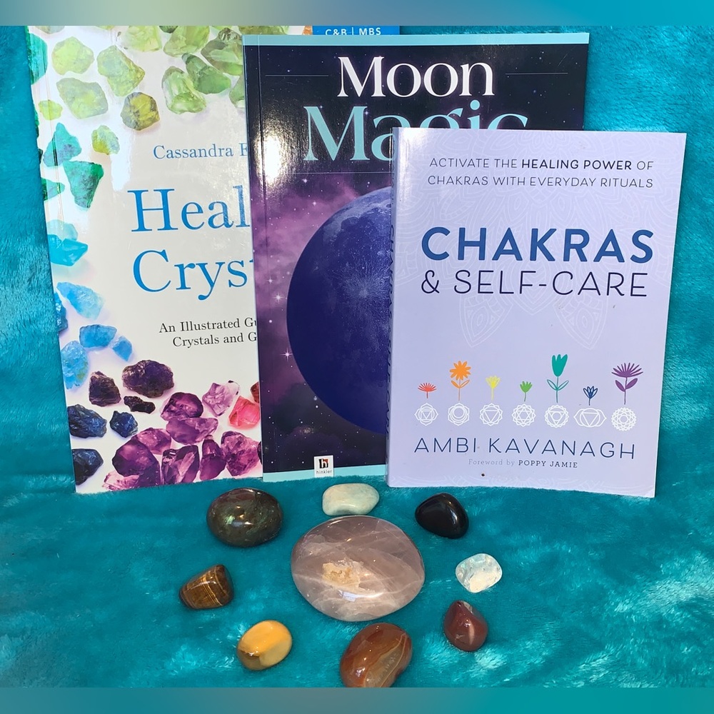 VALUED AT $60 Three Spiritual Books & Nine Crystals